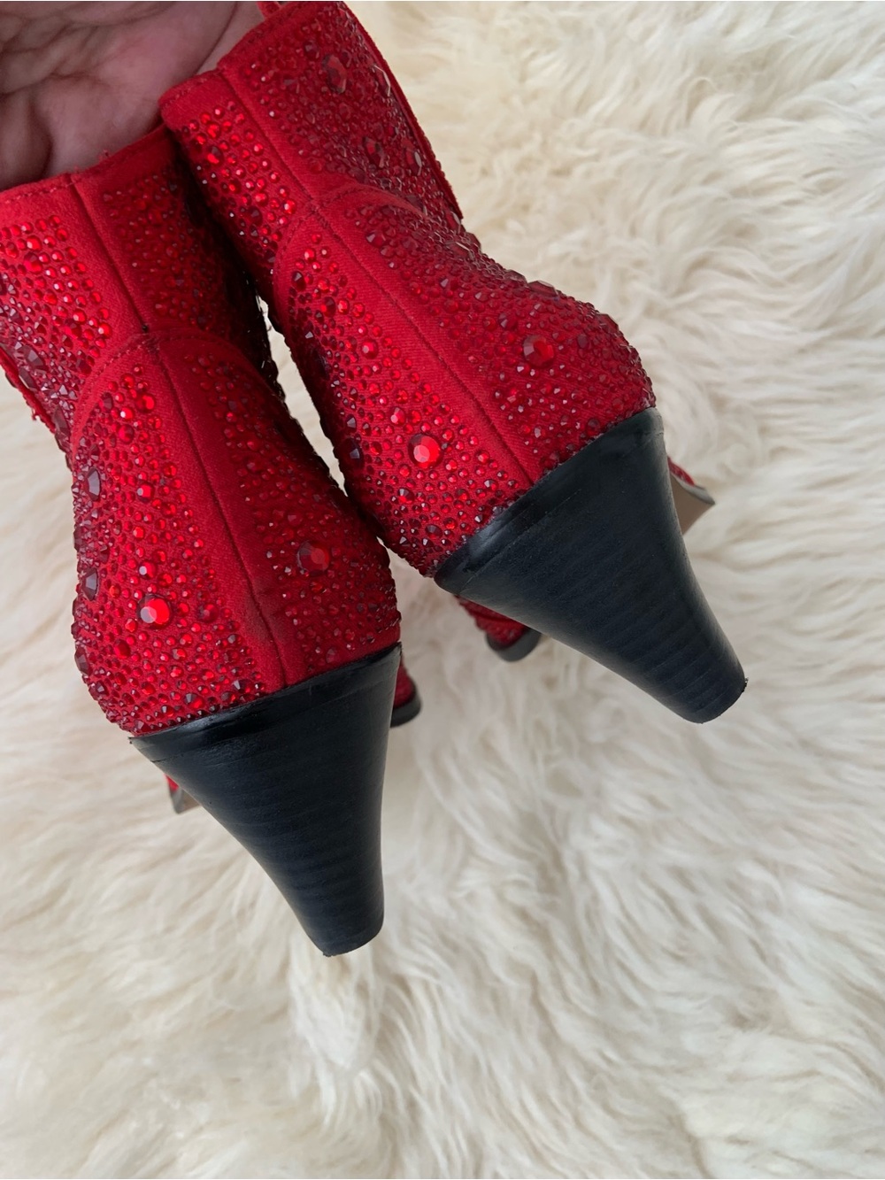 JESSICA SIMPSON Red Crystal Embellished Women's Ankle Boots (Sz 10) - Picture 4 of 10